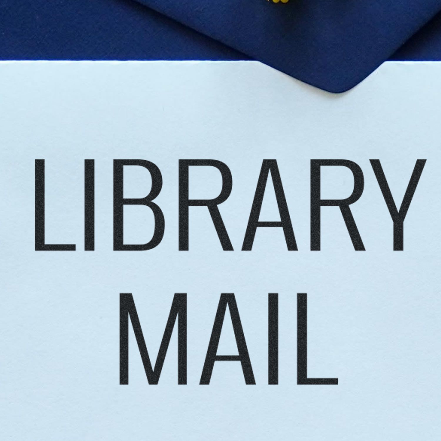 Library Mail logo text on light blue background, indicating mail services for a library or reading room.