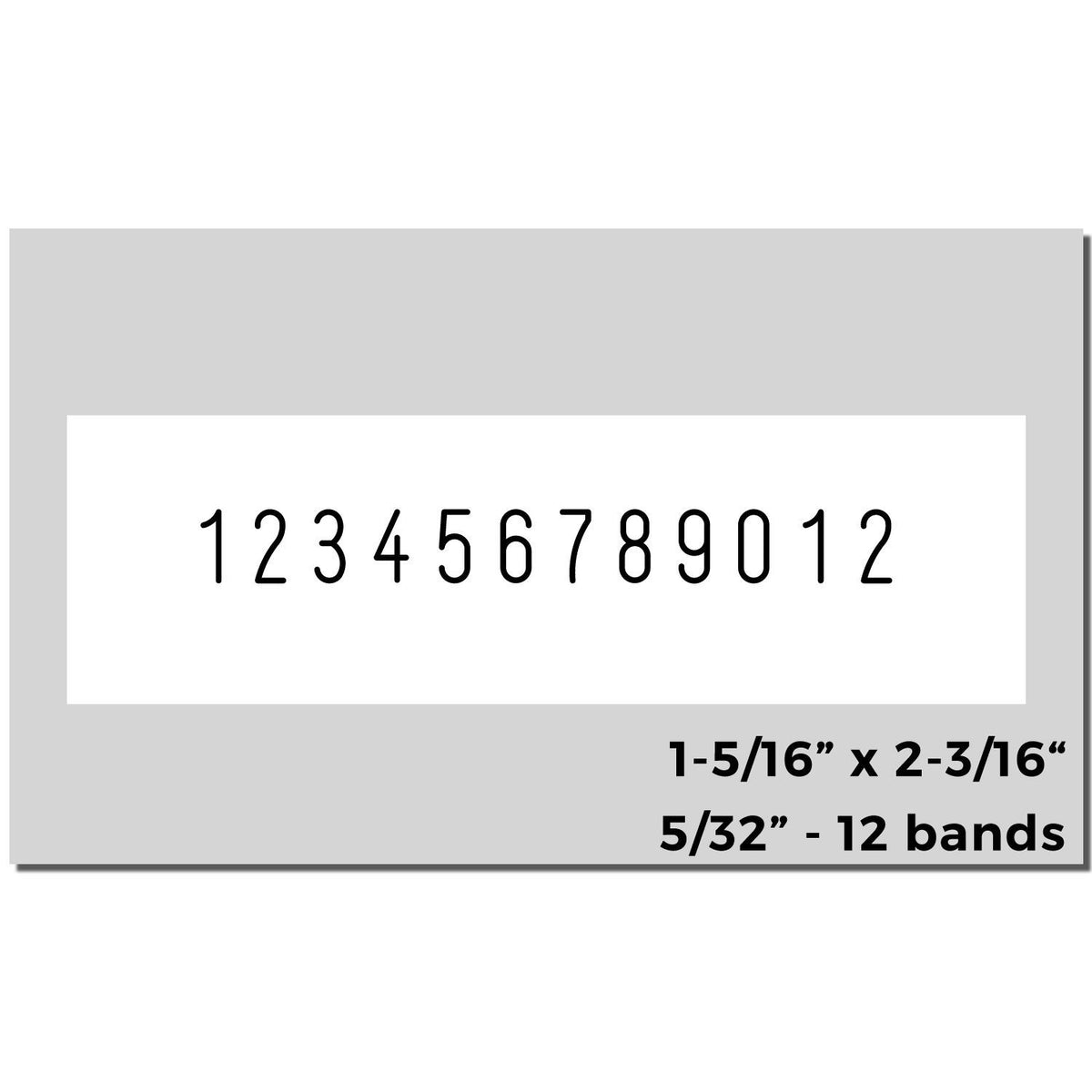 Numbering label template with digits 123456789012, 1-5/16" x 2-3/16" size, 5/32"12 band layout