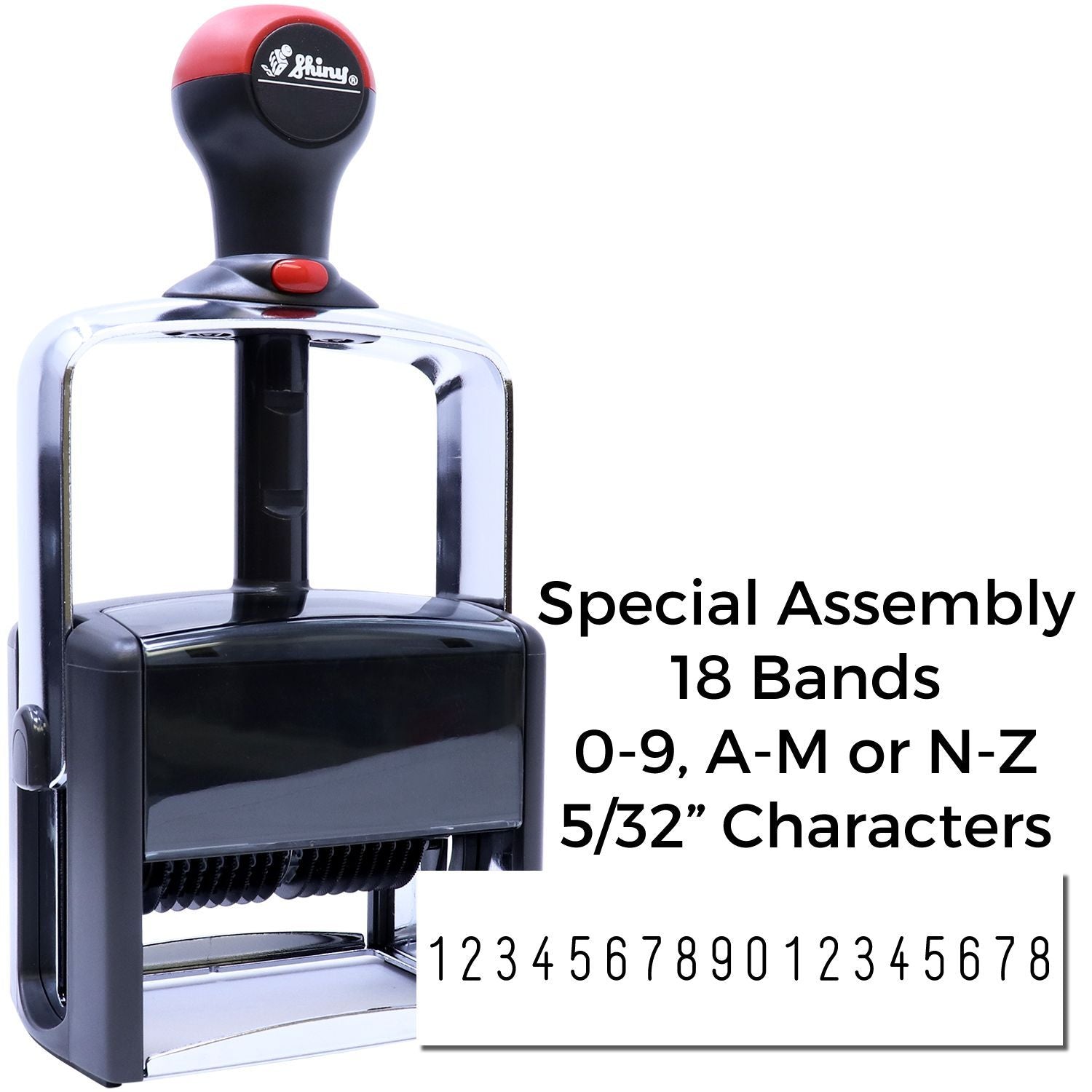 Shiny special assembly stamp showing 18 bands for 09, AM or NZ, with 5/32-inch characters.