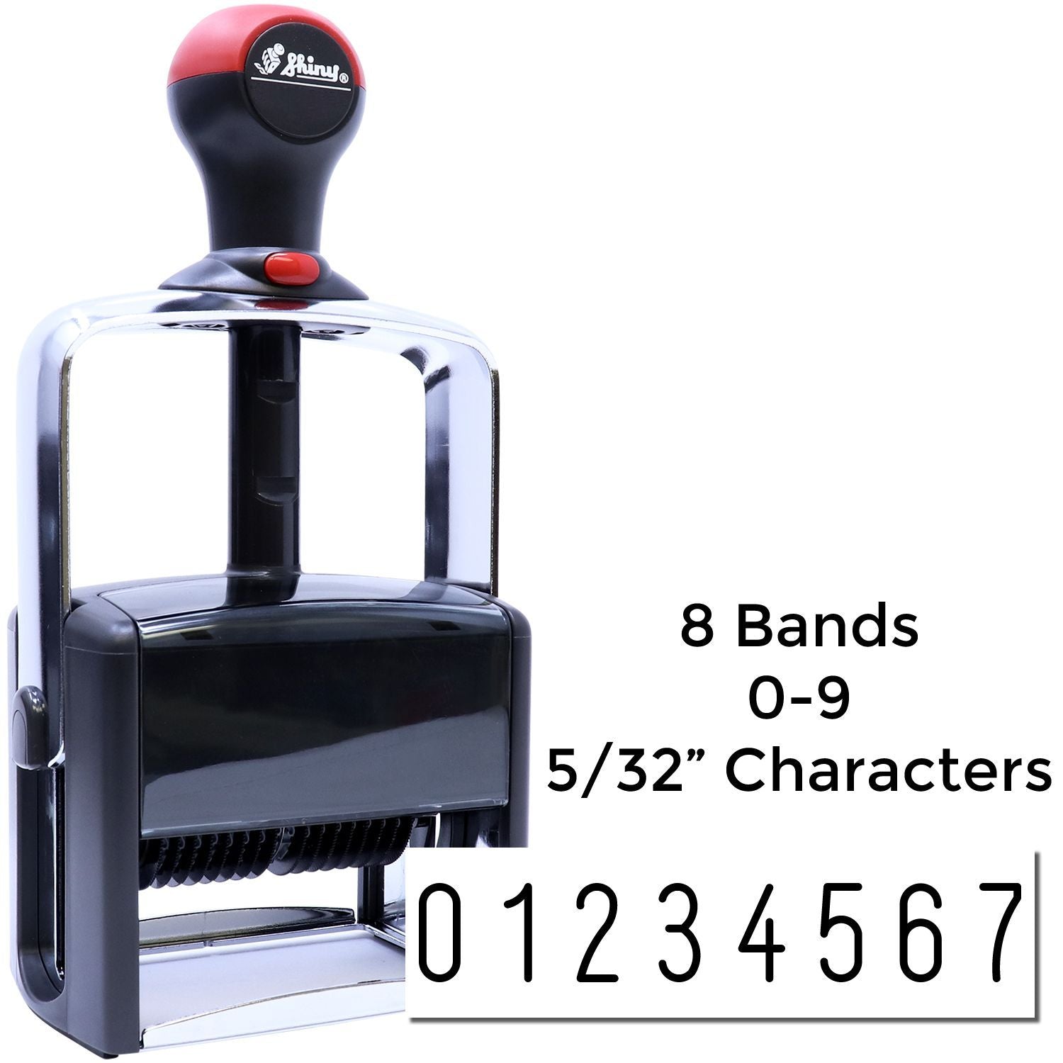 Shiny 8-band numbering stamp with 09 characters and 5/32 in height for crisp date or serial labeling prints