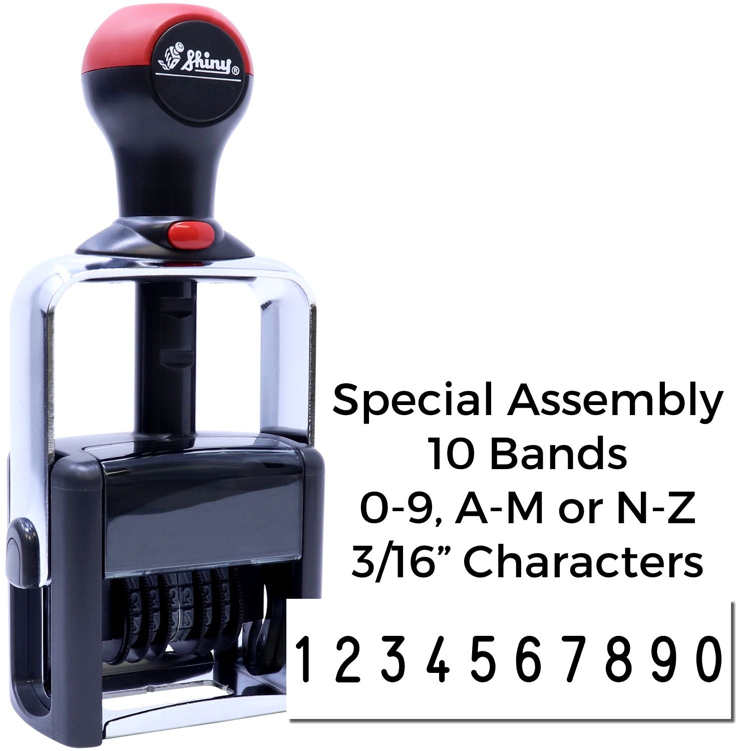 Shiny numbering stamp with 10 bands: 09 and AM or NZ, 3/16 in characters for custom marking