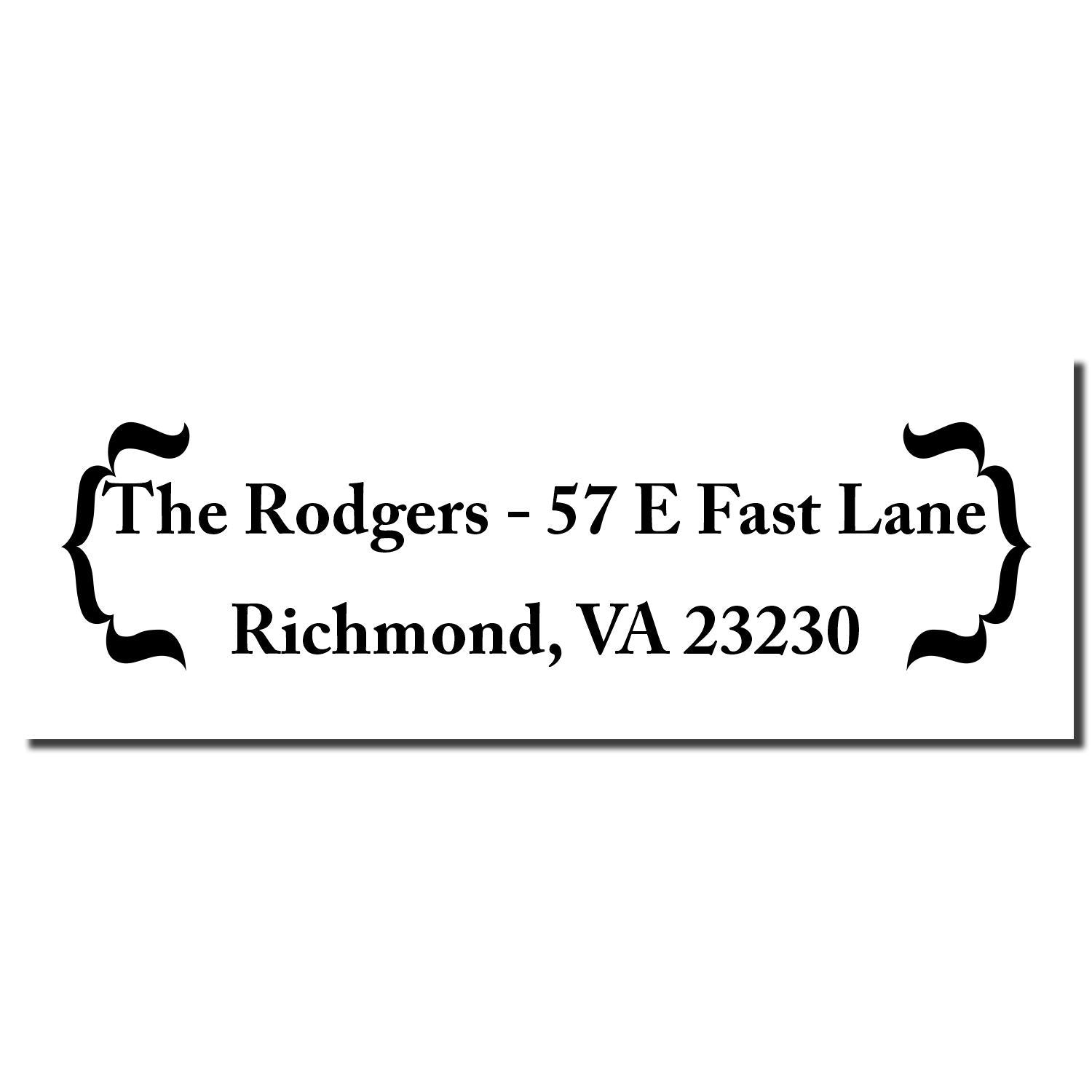 Custom address rubber stamp for The Rodgers, 57 E Fast Lane, Richmond, VA 23230