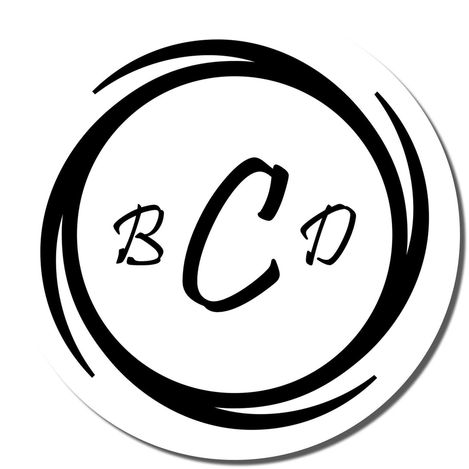 BCD monogram rubber stamp design with circular logo style for custom business branding.