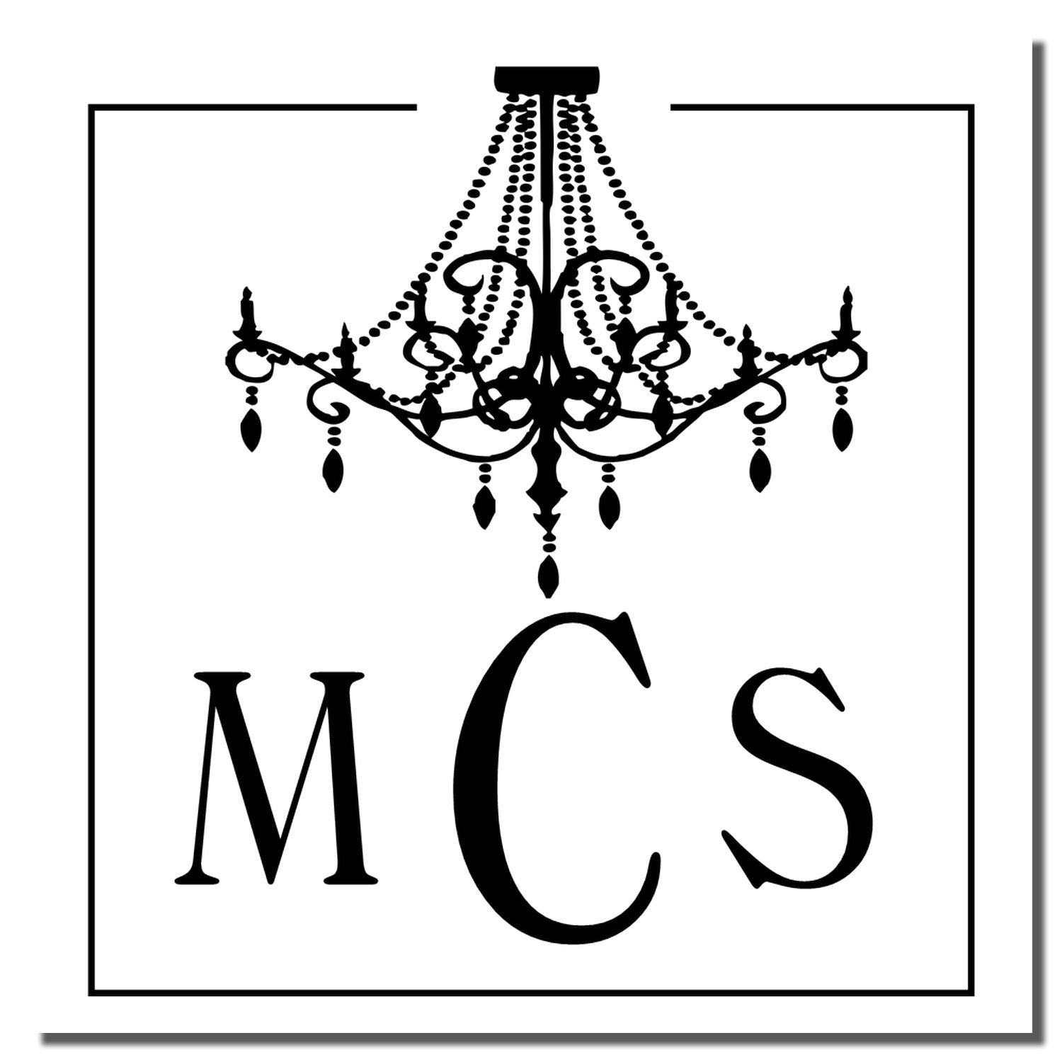 MCS vintage chandelier monogram logo with crystal droplet chains for lighting and luxury brand design.