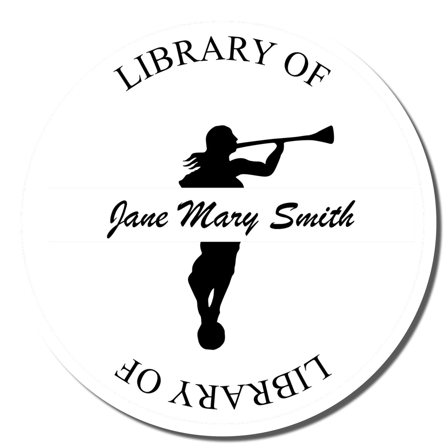Library of Jane Mary Smith logo with trumpet-playing silhouette and black typography on white background