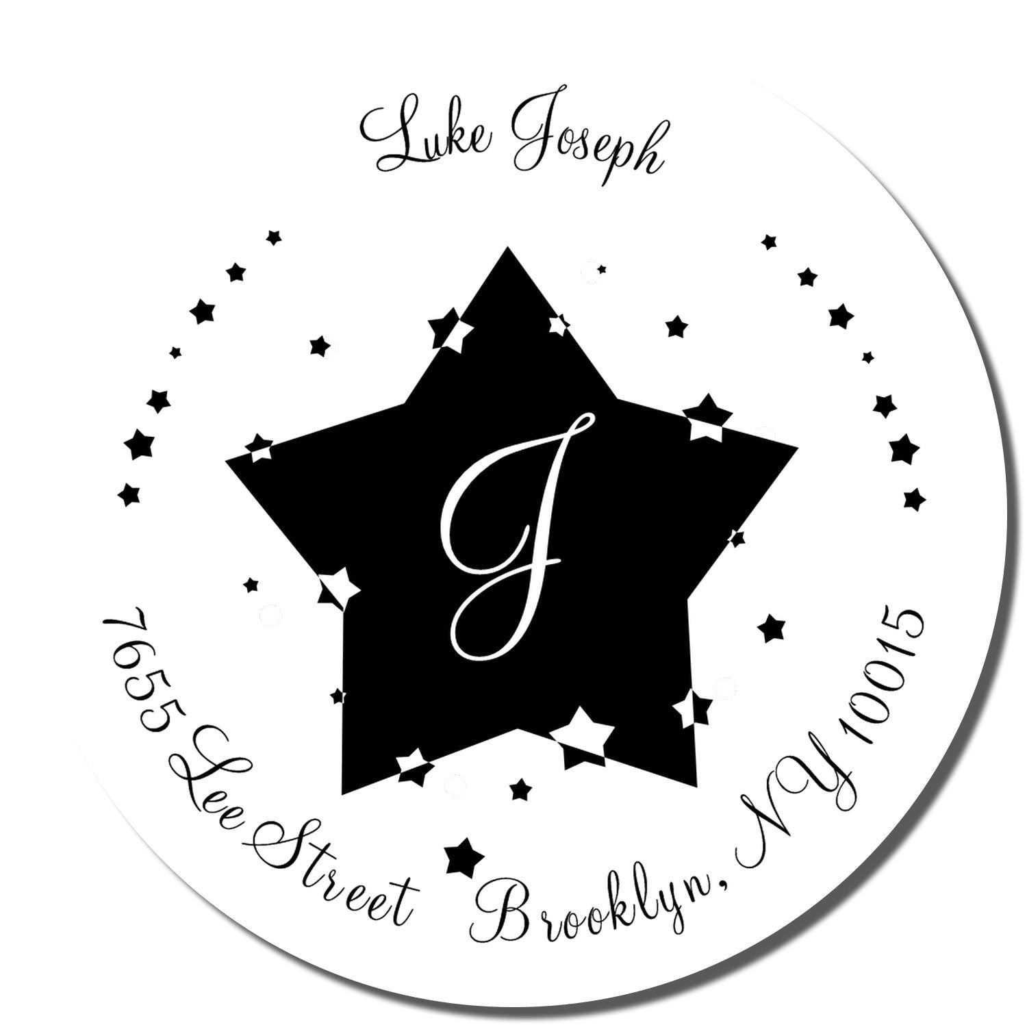 Personalized baby boy birth announcement wall art with name Luke Joseph, black star and constellation, Sweet Street Brooklyn NY 10015.