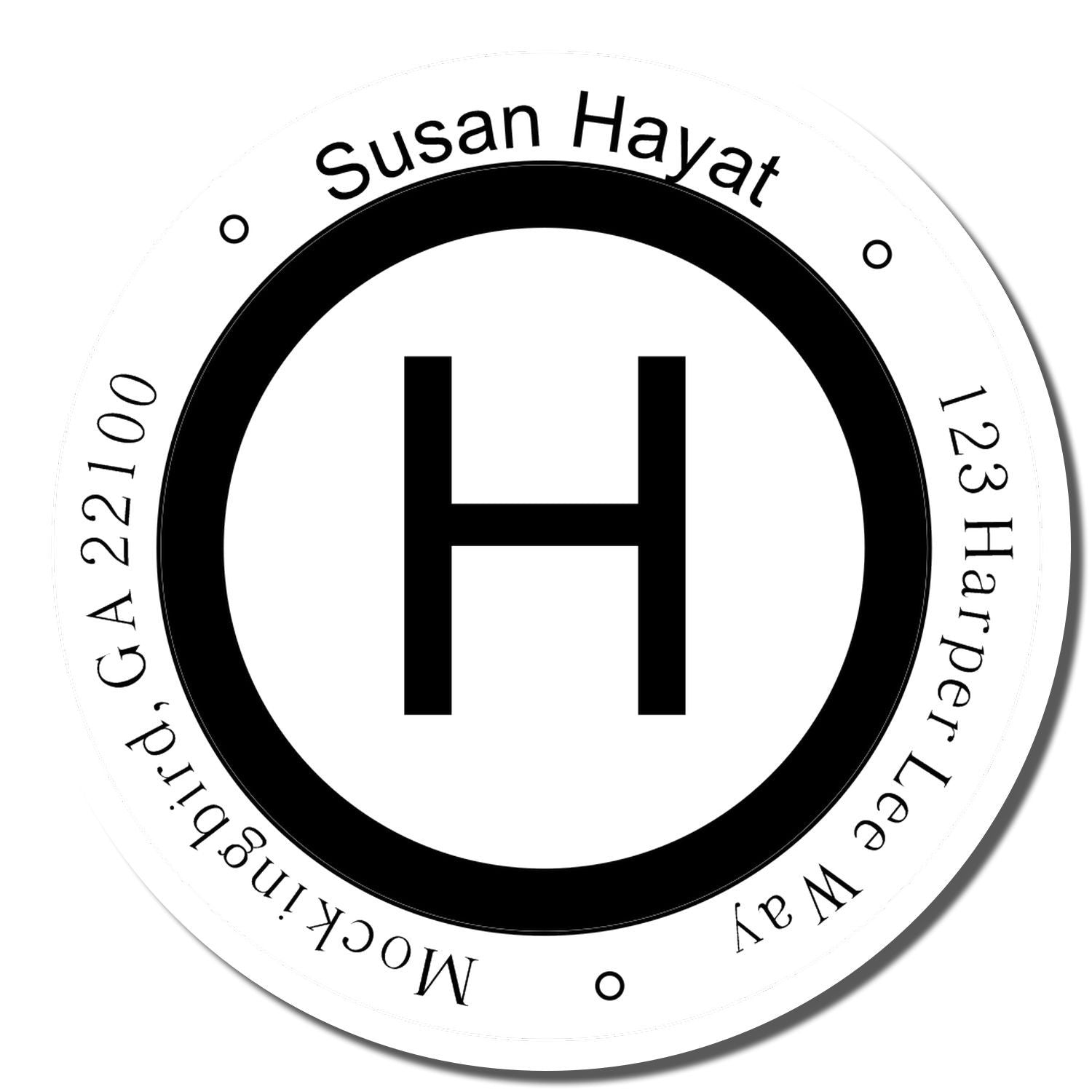 Susan Hayat jewelry logo with stylized H monogram in a black circle, brand mark for gold and luxury accessories online shop.
