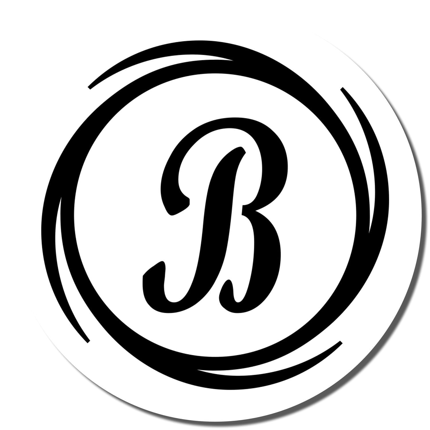 Custom monogram B rubber stamp design with circular border, ideal for personalized branding, business packaging, and stationery.