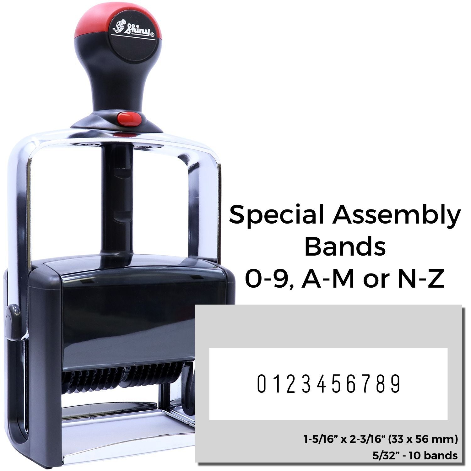 Shiny special assembly number bands for labeling machines, sets 09, AM or NZ, size 3356 mm, 10 bands.