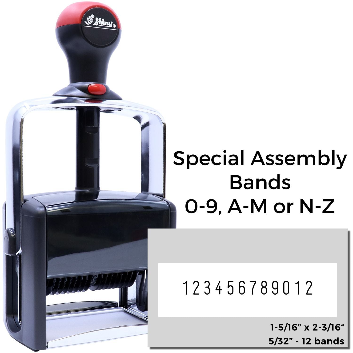 Shiny special assembly numbering bands for label maker: 0-9, A-M or N-Z, 12 bands, replacement kit size 1-5/16 x 2-3/16