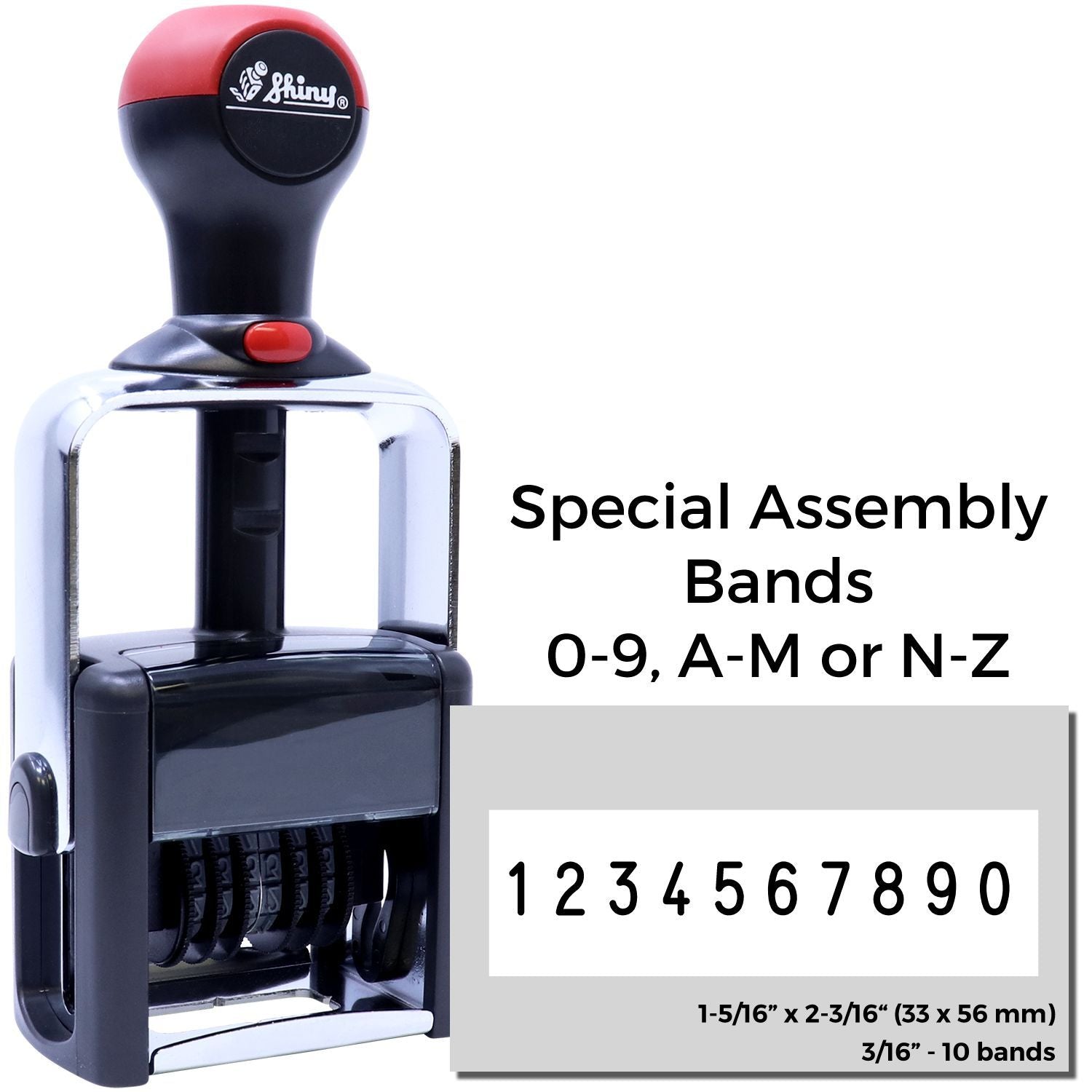 Shiny special assembly stamp bands for 0-9 and AM or NZ, 3/16-inch 10-band number labeling
