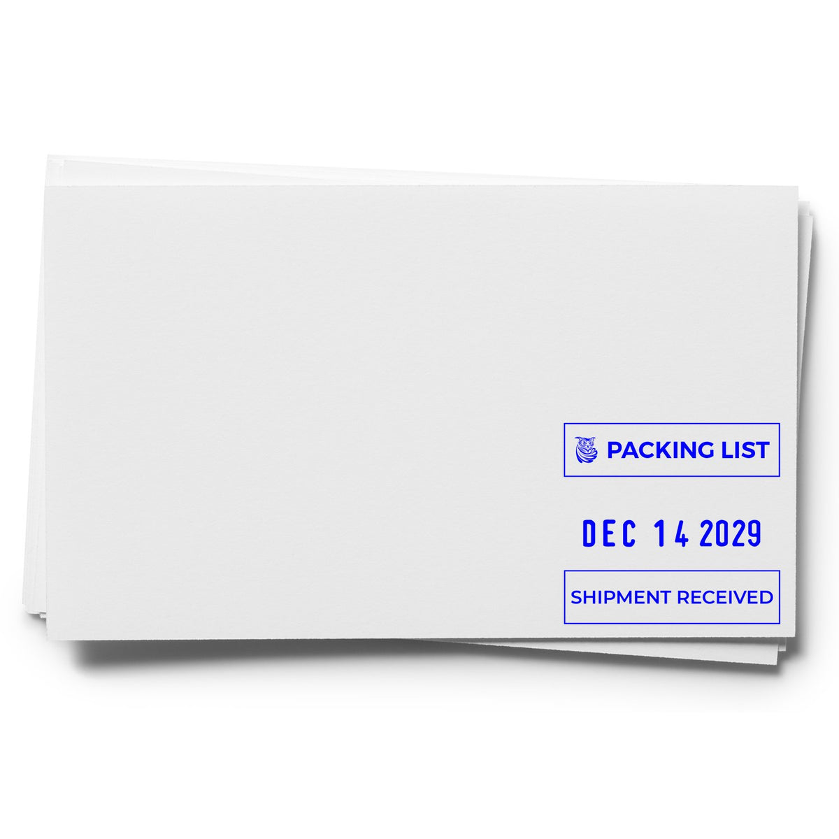 Stack of shipping documents labeled Packing List and Shipment Received with date Dec 14, 2029.