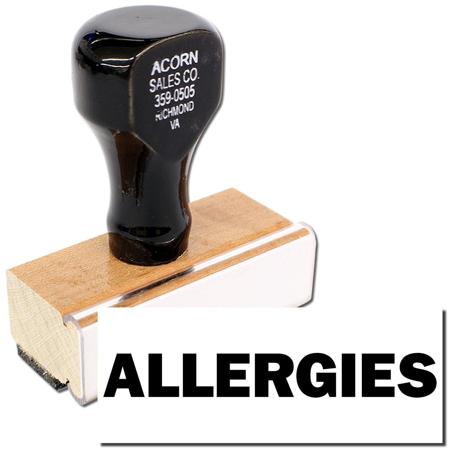 Acorn Sales Co. product packaging featuring a black item on a white box labeled ALLERGIES