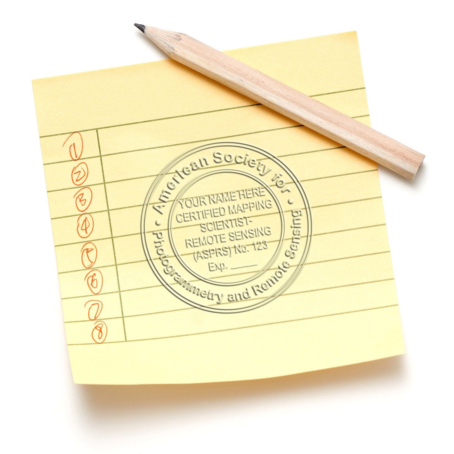 Yellow sticky note with pencil and numbered checklist, office stationery close-up.