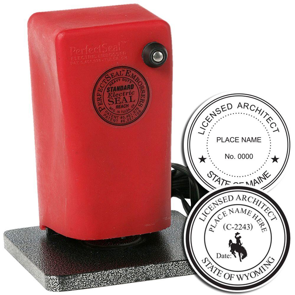 Red electric embossing seal stamp machine for licensed architect and official document seals