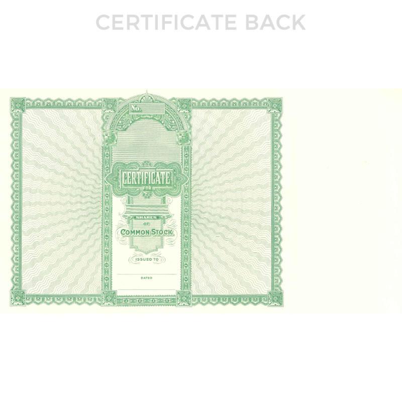 Goes 512 Blank Common Stock Certificate Back Side