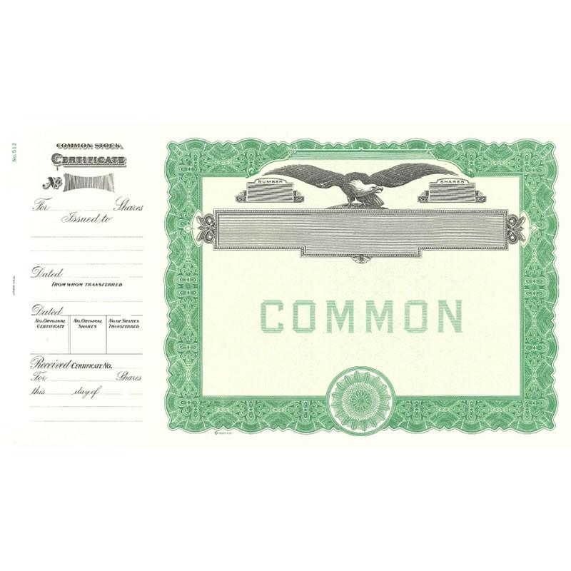 Goes 512 Blank Common Stock Certificate Main Picture