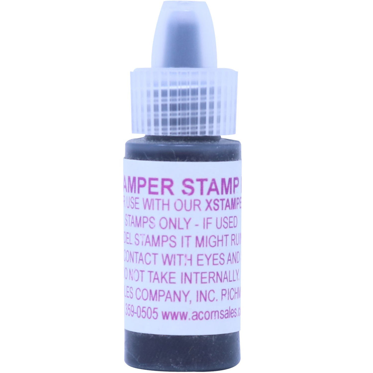 Tamper stamp ink bottle with dropper cap for marking and security stamping