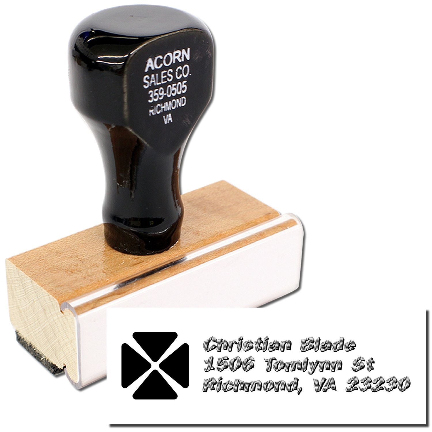 Custom business address rubber stamp for Christian Blade, 1506 Tomlynn St, Richmond, VA 23230