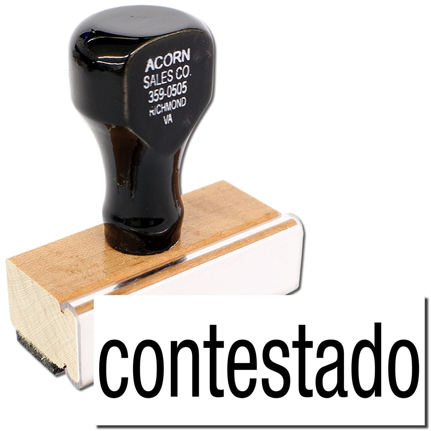 Acorn Sales Co. black golf club head on wooden block, close-up for product identification in Contestado sales listing detail photo.