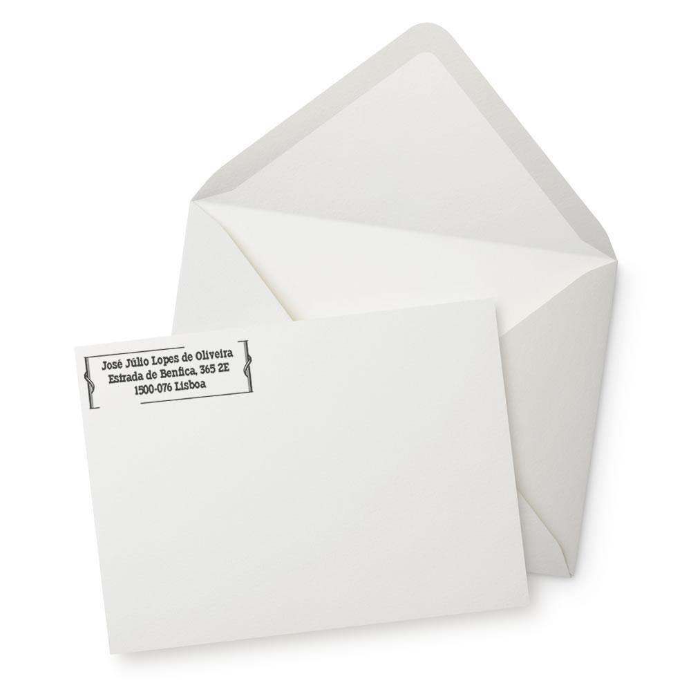 Custom address rubber stamp on envelope and letter for mailing and business correspondence