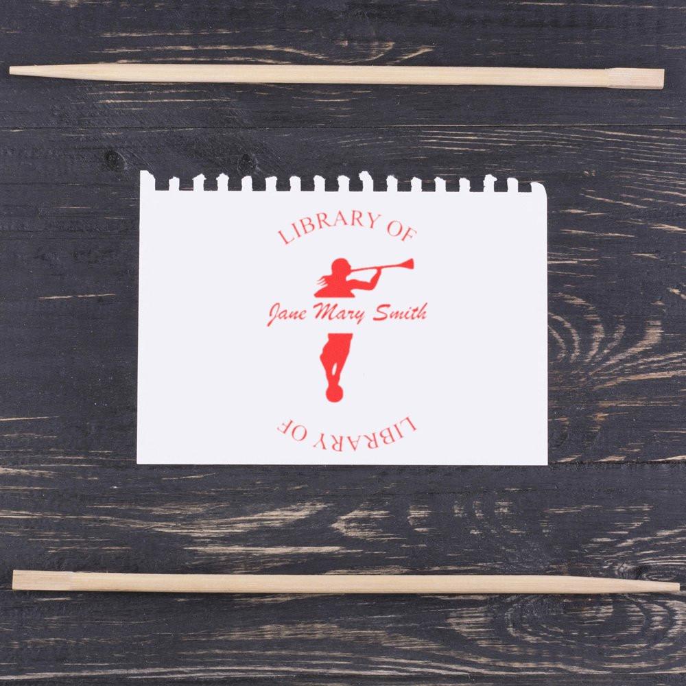Personalized Library of Jane Mary Smith chalkboard sign with red ballet dancer silhouette for book lovers decor