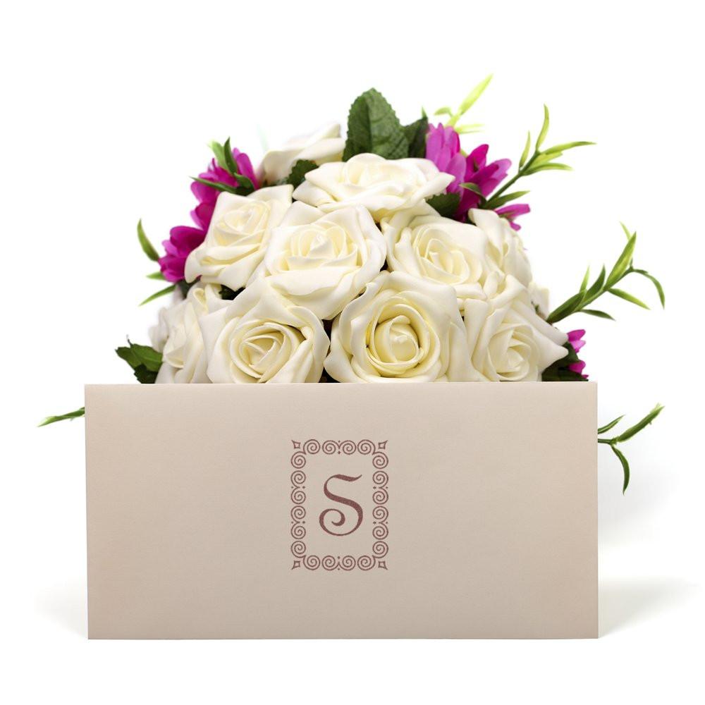 Personalized monogram S rubber stamp for wedding floral gift envelopes and custom stationery