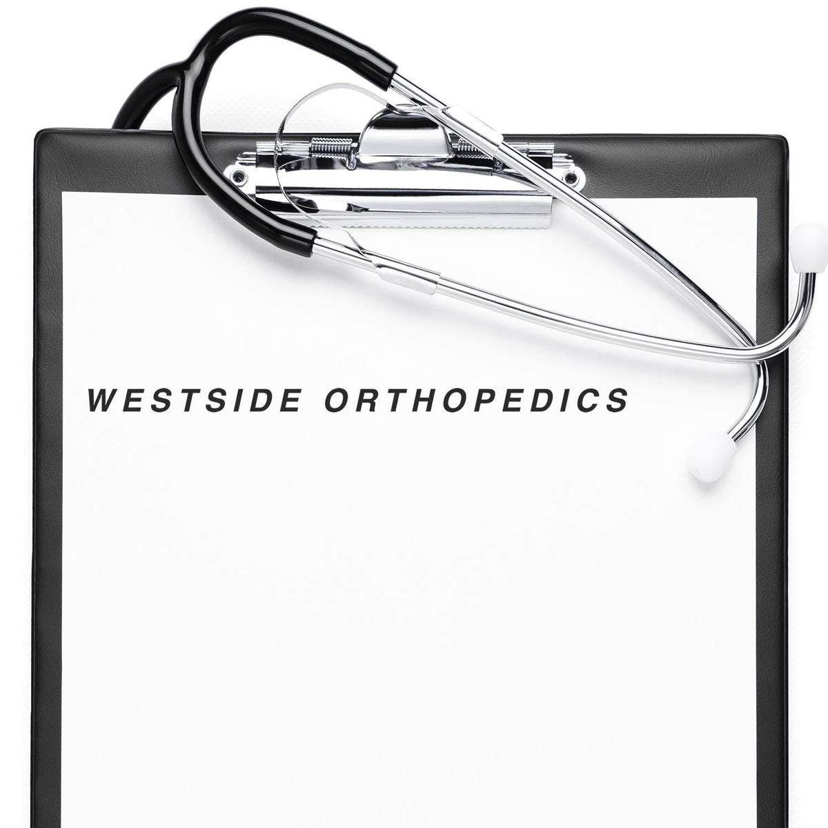 Westside Orthopedics medical stethoscope on clipboard, representing orthopedic diagnosis and patient care services