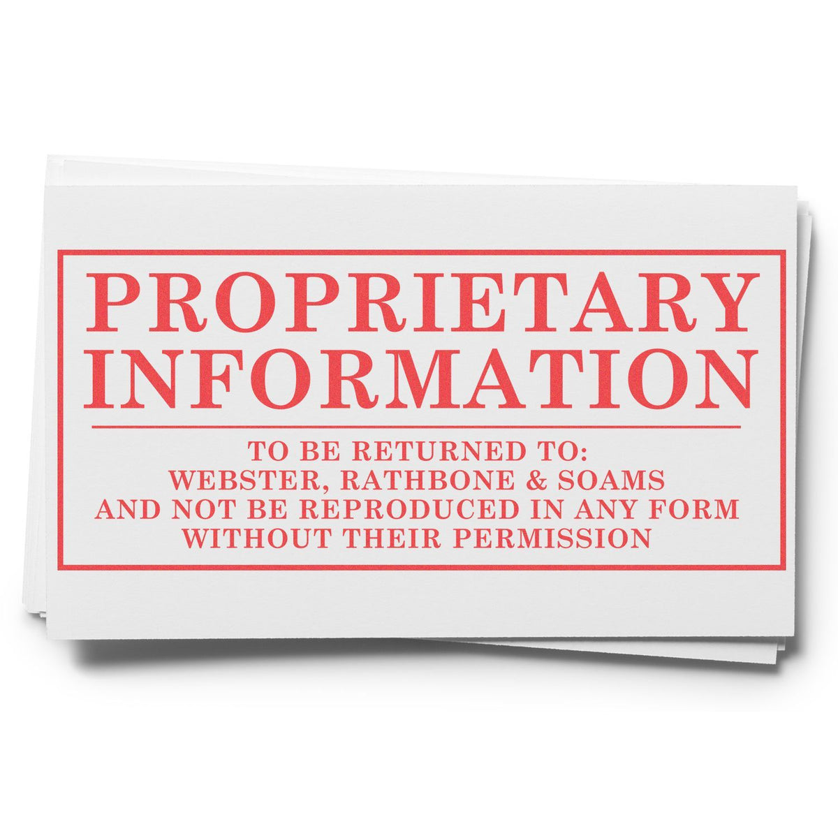 Proprietary information label: return to Webster, Rathbone & Soams; do not reproduce without permission.