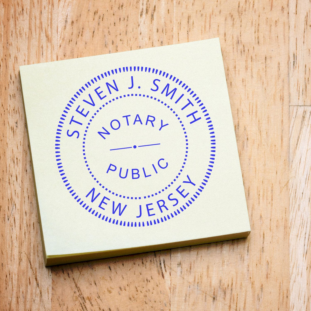 Close-up of notary public stamp reading Steven J. Smith, Notary Public on document for legal verification.