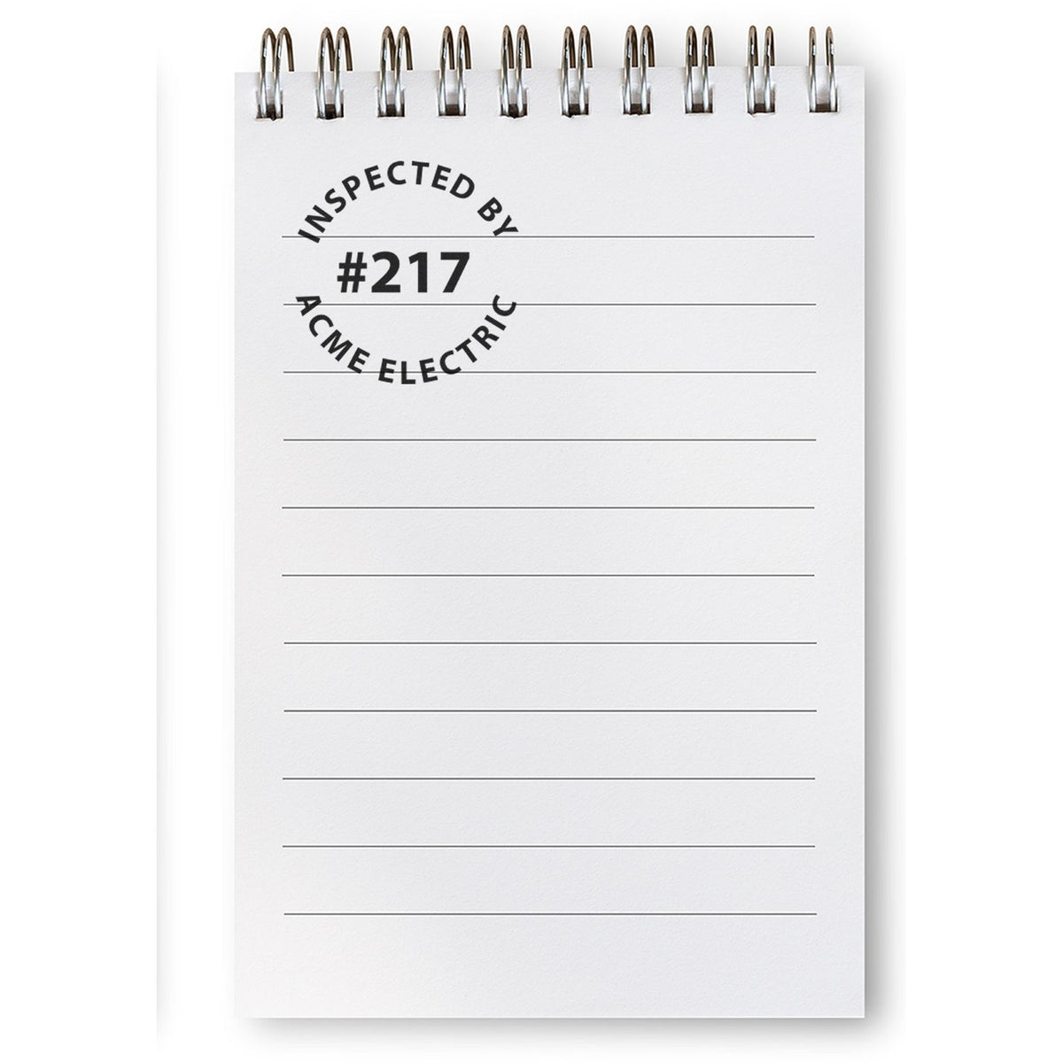 Inspired by #217 Acme Electric spiral notepad with blank lines for notes, meeting reminders, and customer service documentation.