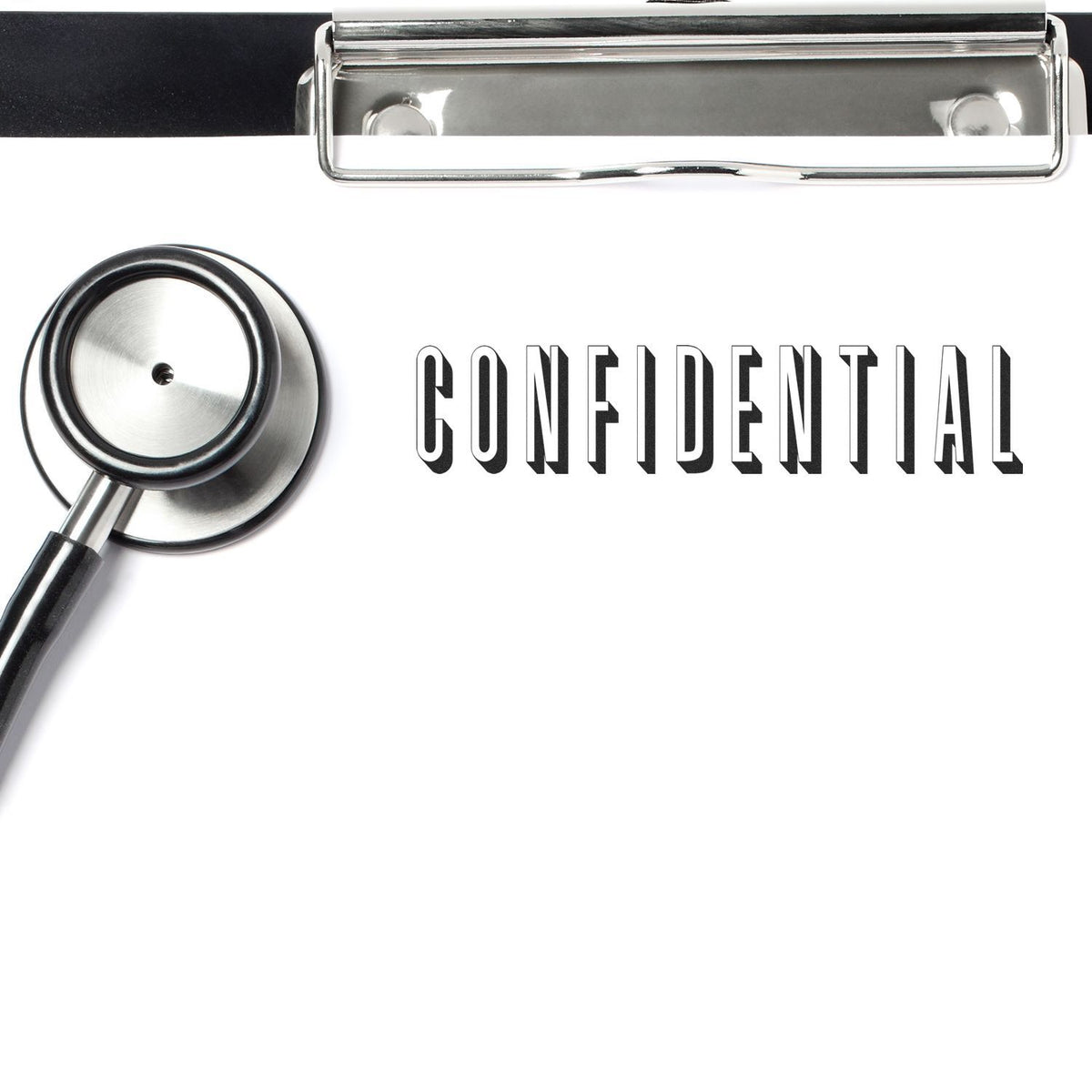 Confidential medical document concept with stethoscope and CONFIDENTIAL label for healthcare privacy and protected patient info.