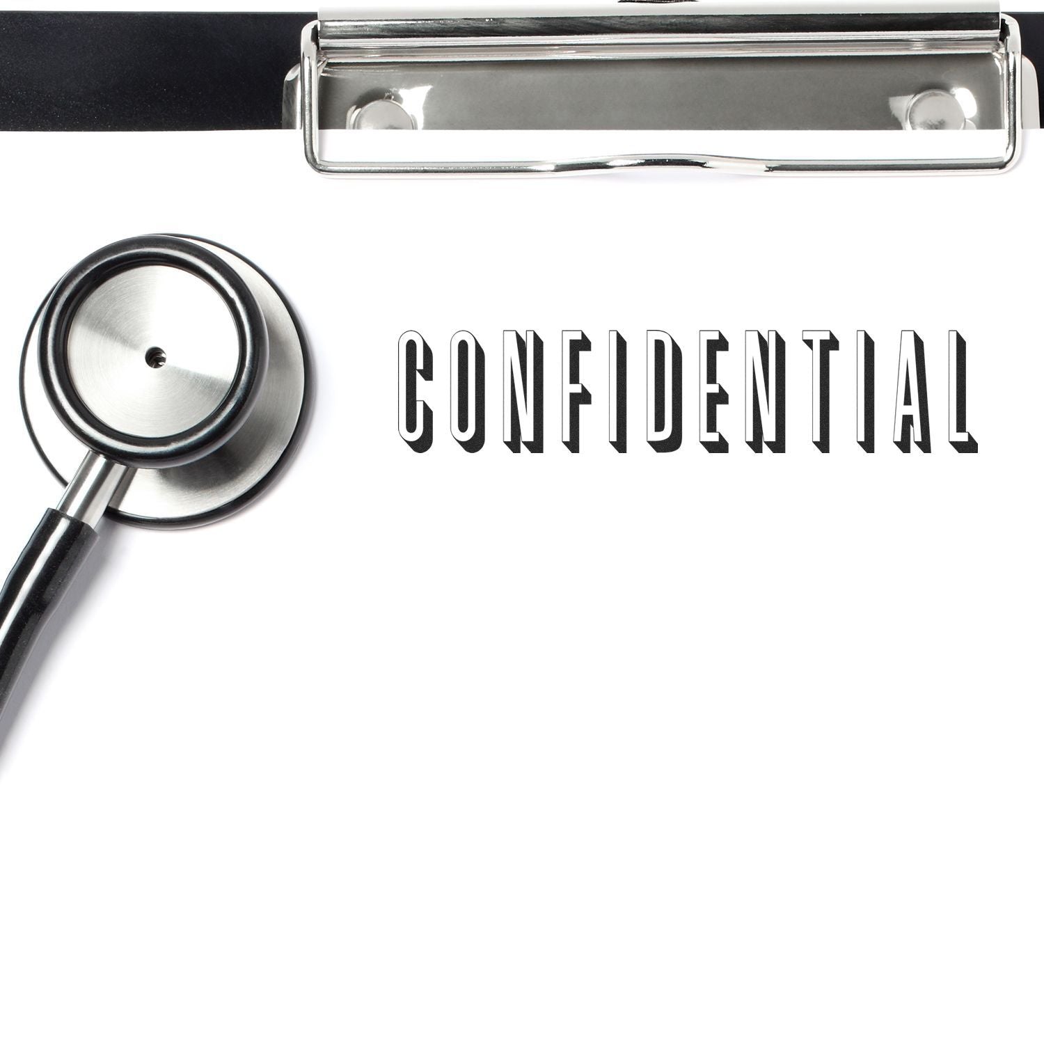 Stethoscope and clipboard with CONFIDENTIAL text, highlighting patient privacy and secure medical records in healthcare services.