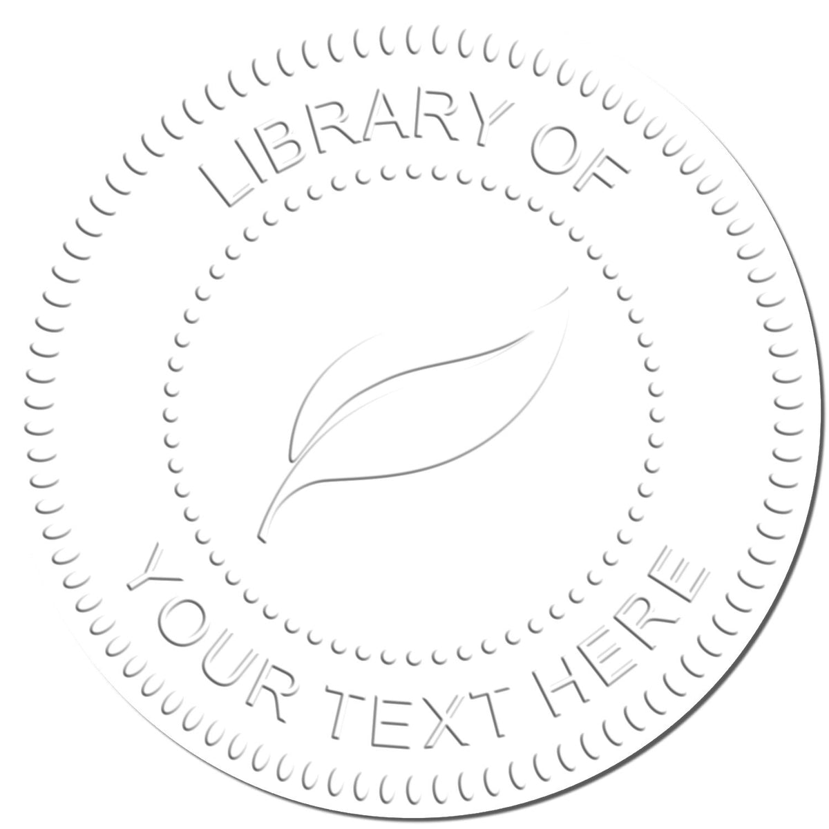 Circular library logo template with leaf icon and placeholder text, ideal for branding and custom design.
