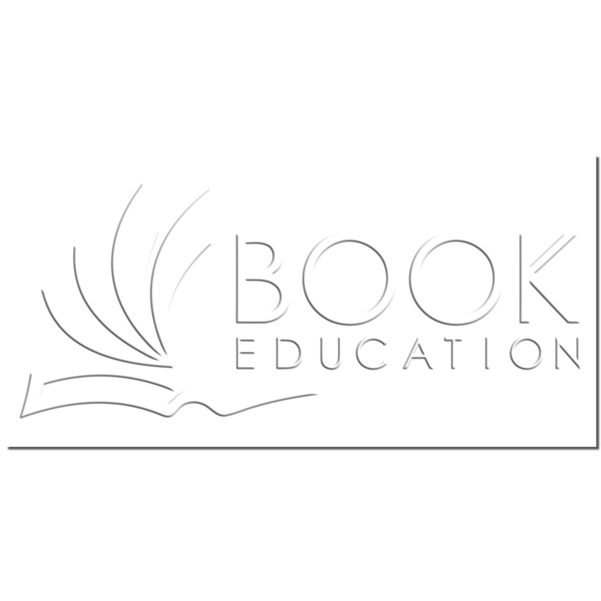 Book Education logo with minimalist open book icon and gray text on a white background.