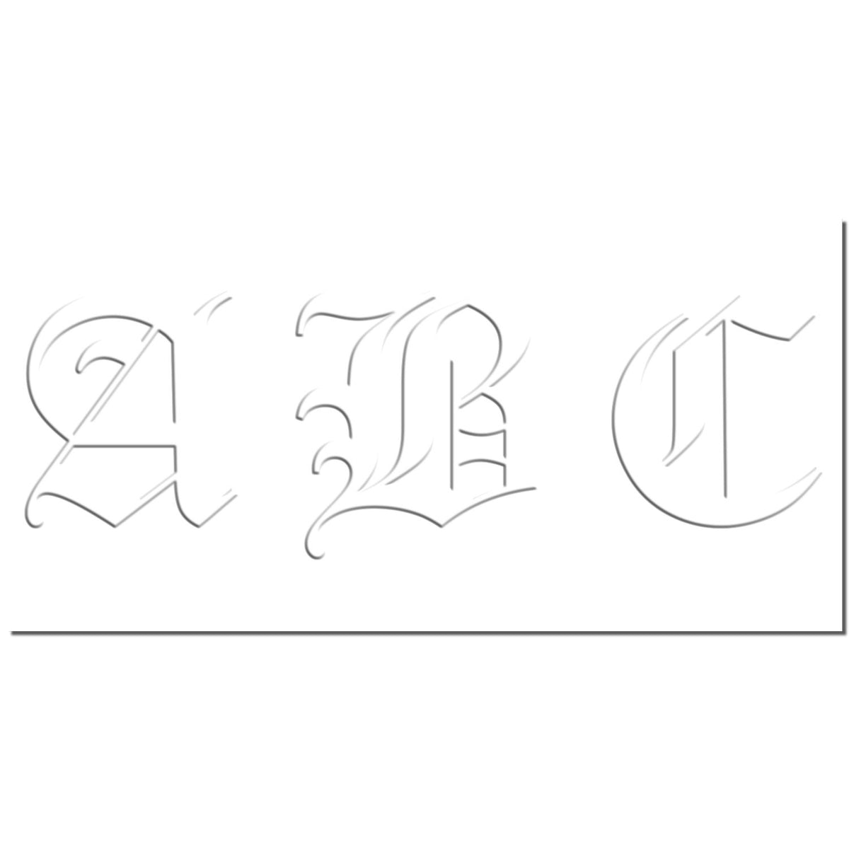 Elegant hand-drawn calligraphy alphabet letters A, B, and C in gray on a white background.