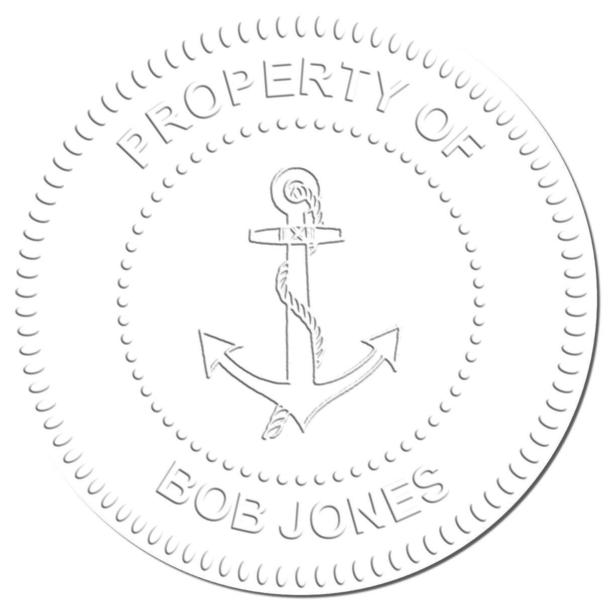 Circular Property of Bob Jones logo featuring a nautical anchor emblem and embossed vintage-style design.