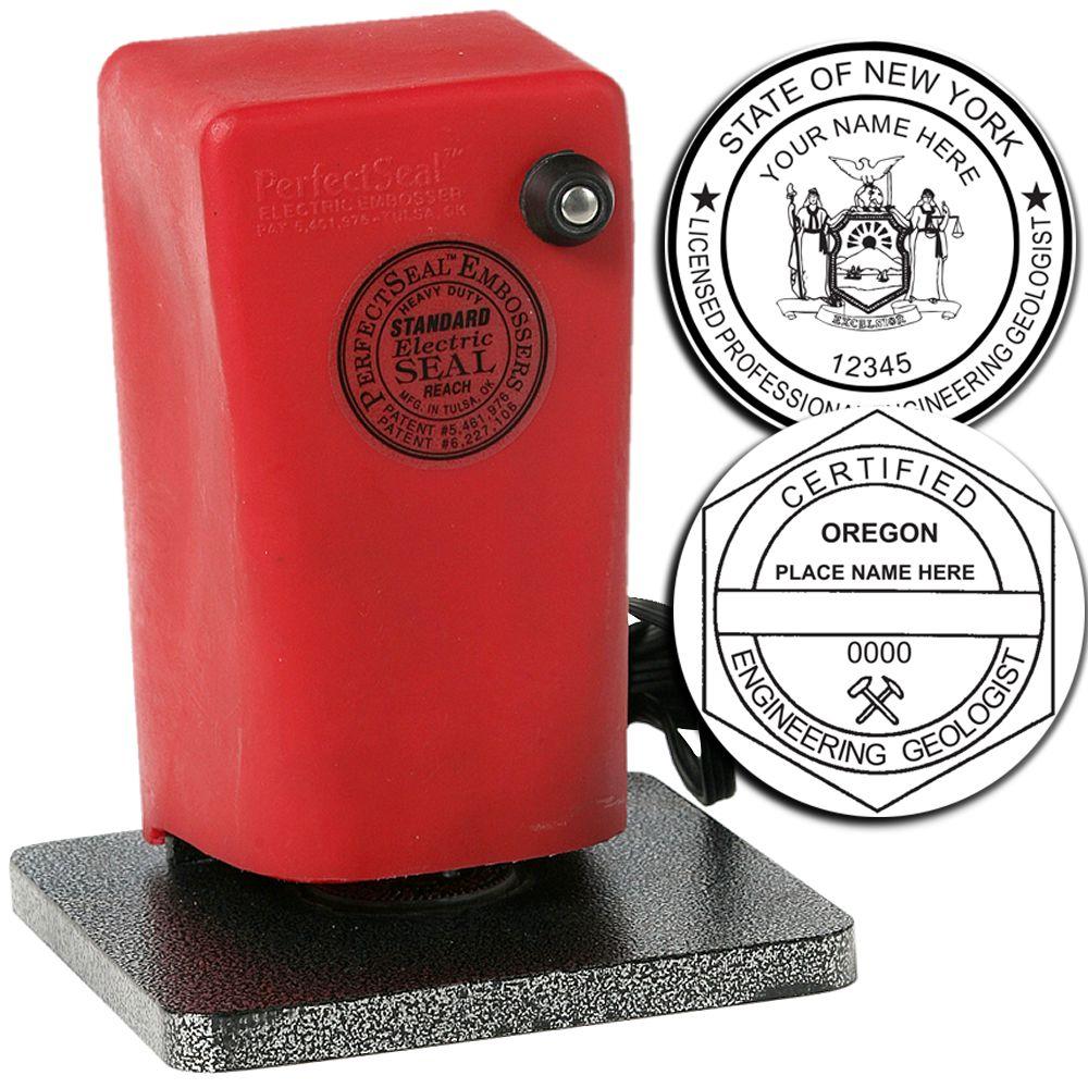 Red electric embossing seal stamp for professional state license and certification embossers