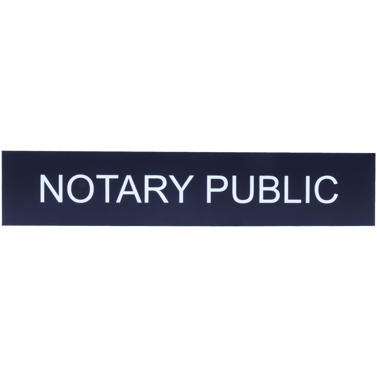 Notary public office sign with white text on a dark background.
