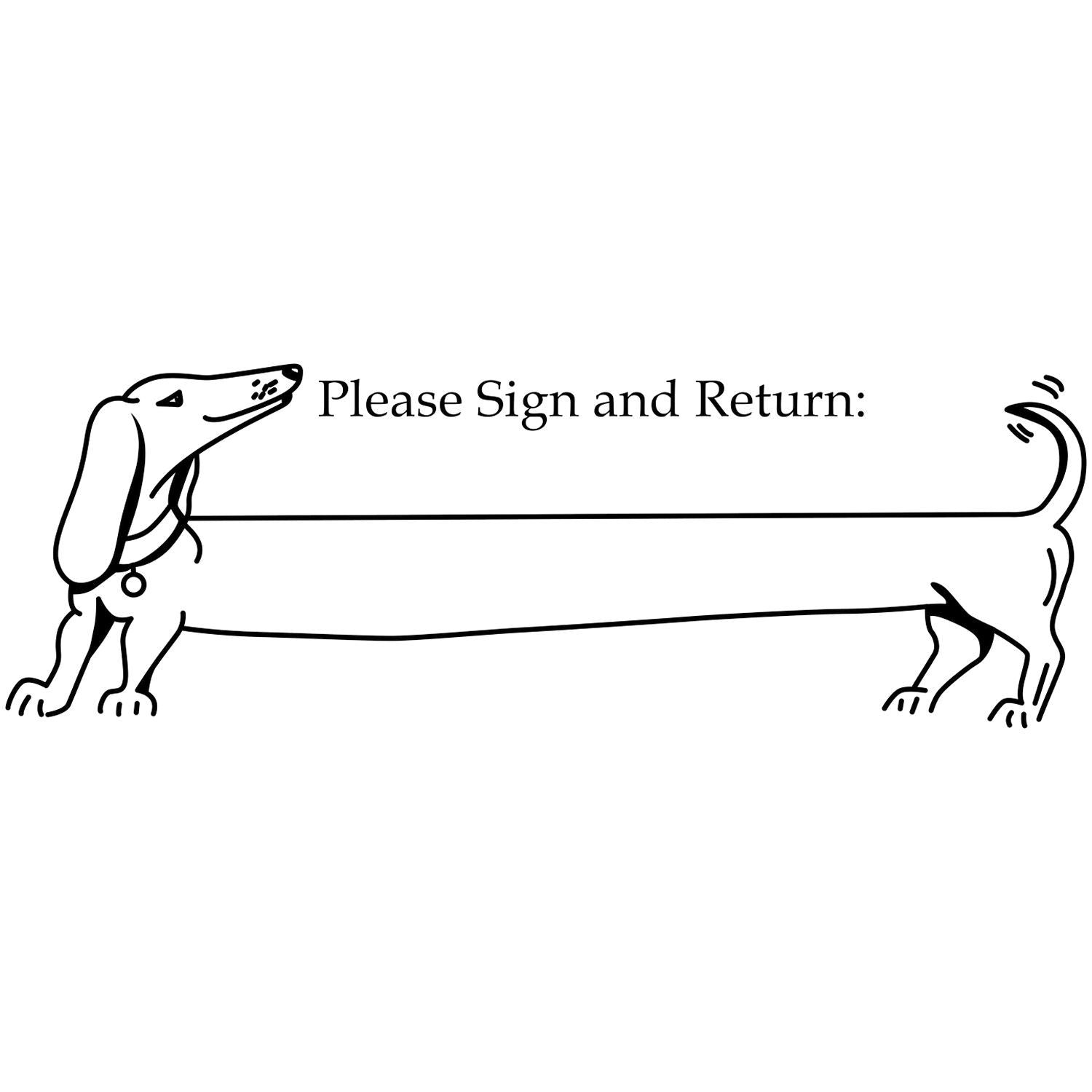 Dachshund illustration with Please Sign and Return text for office or business document cover.