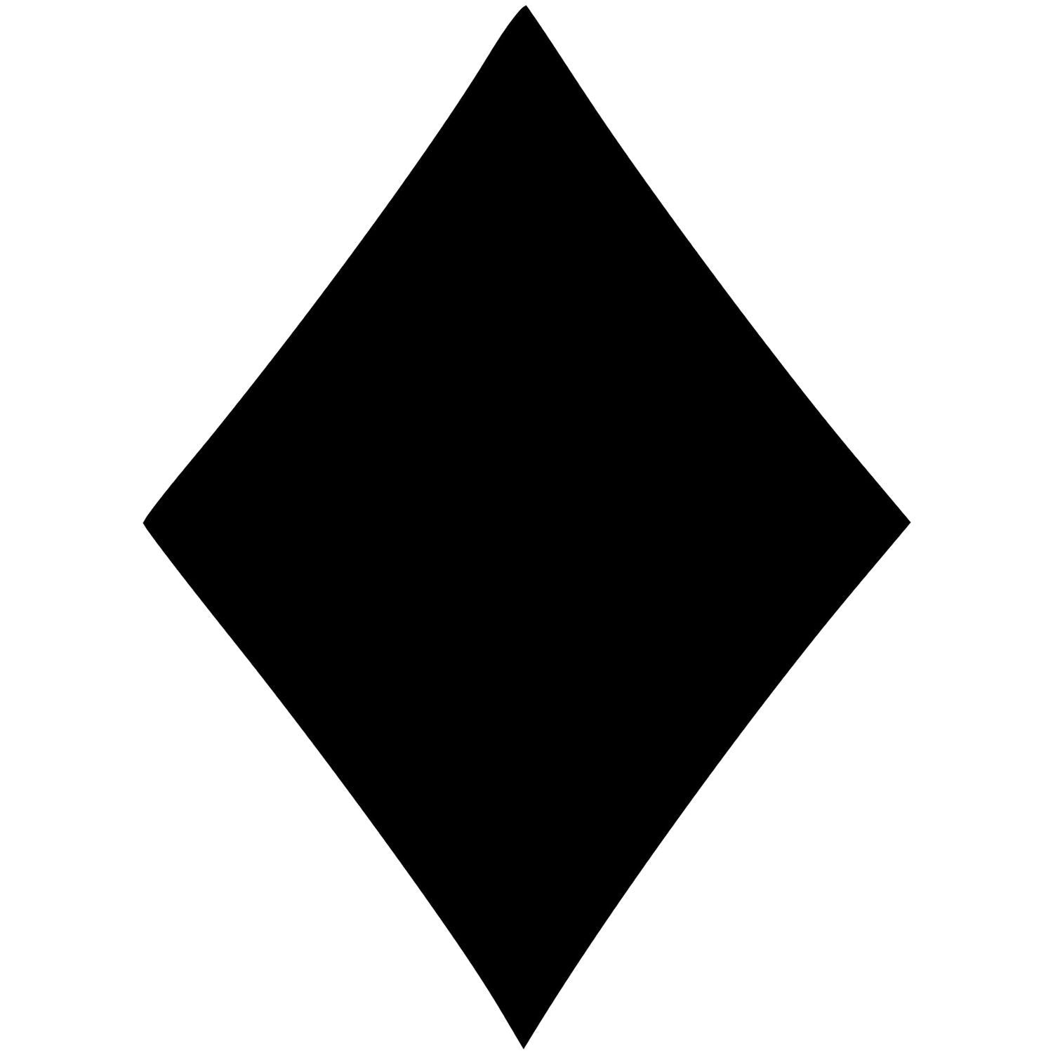 Black diamond shape icon on a white background, simple geometric symbol.