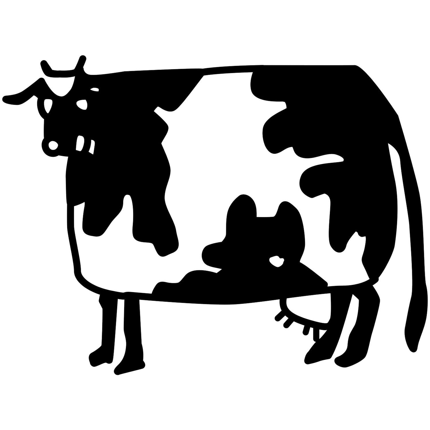 Black and white dairy cow silhouette illustration on a white background