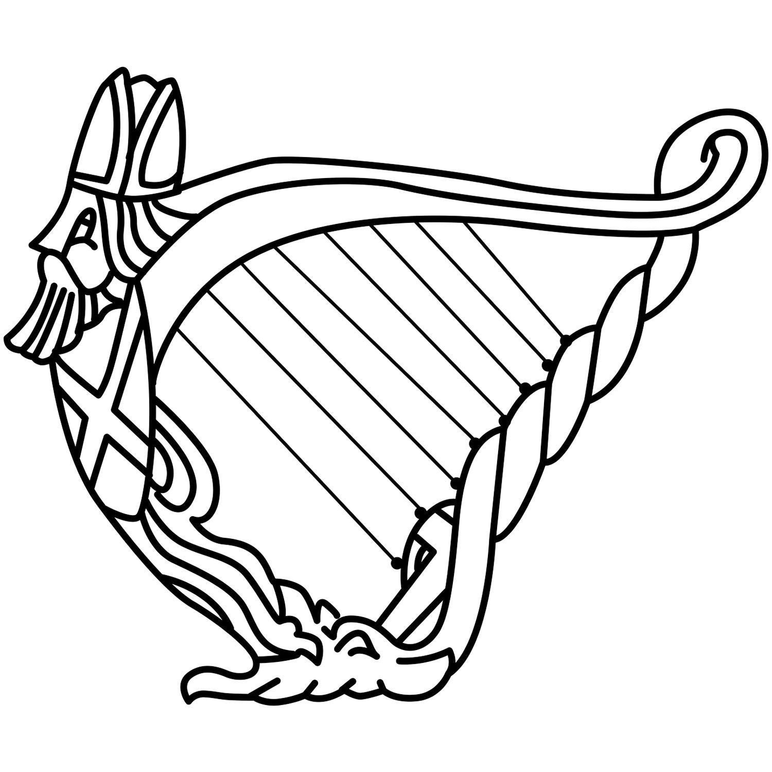 Black and white ornamental animal line art with a curled tail, decorative coloring page illustration