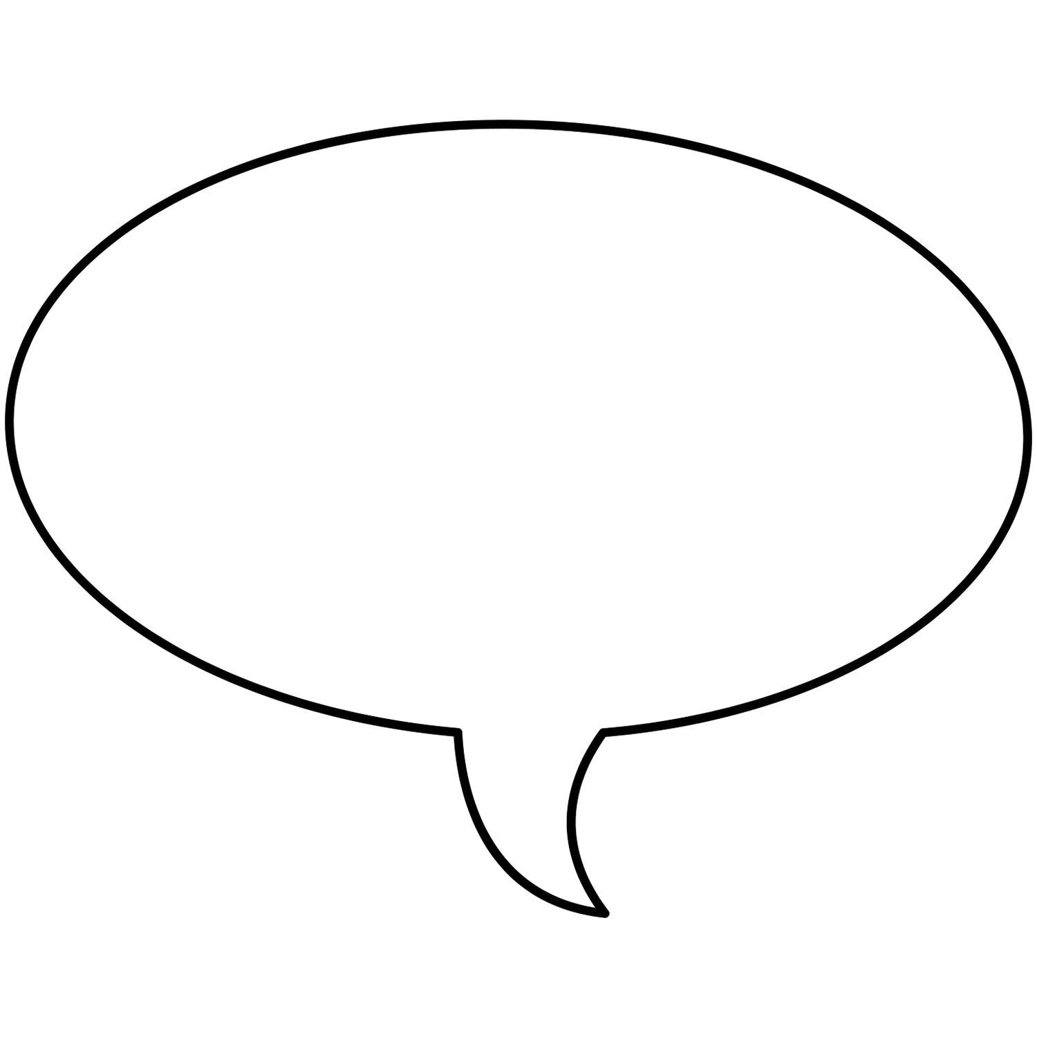Blank black outline speech bubble icon on white background, simple dialogue and chat symbol.