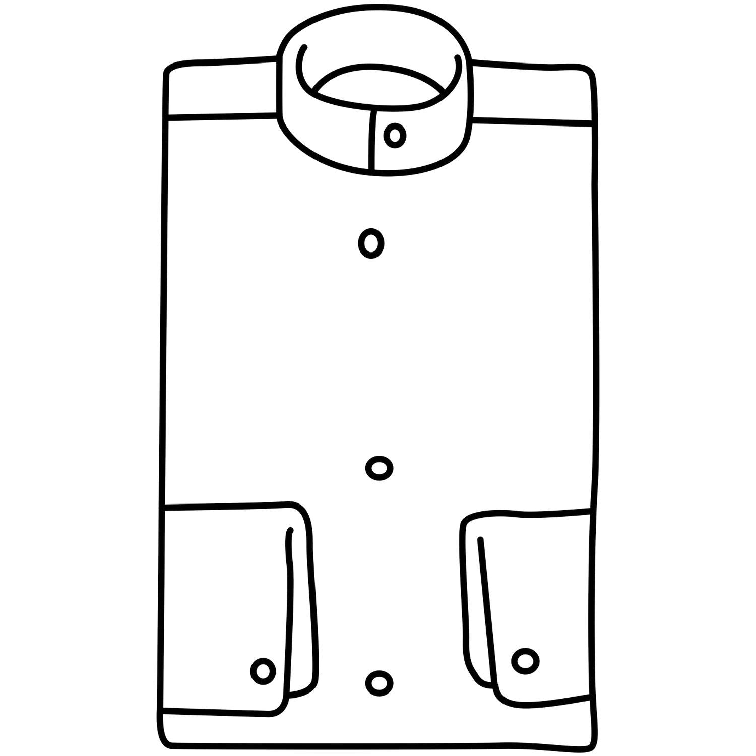 Black and white line drawing of a button-up collared shirt with long sleeves and chest pockets.