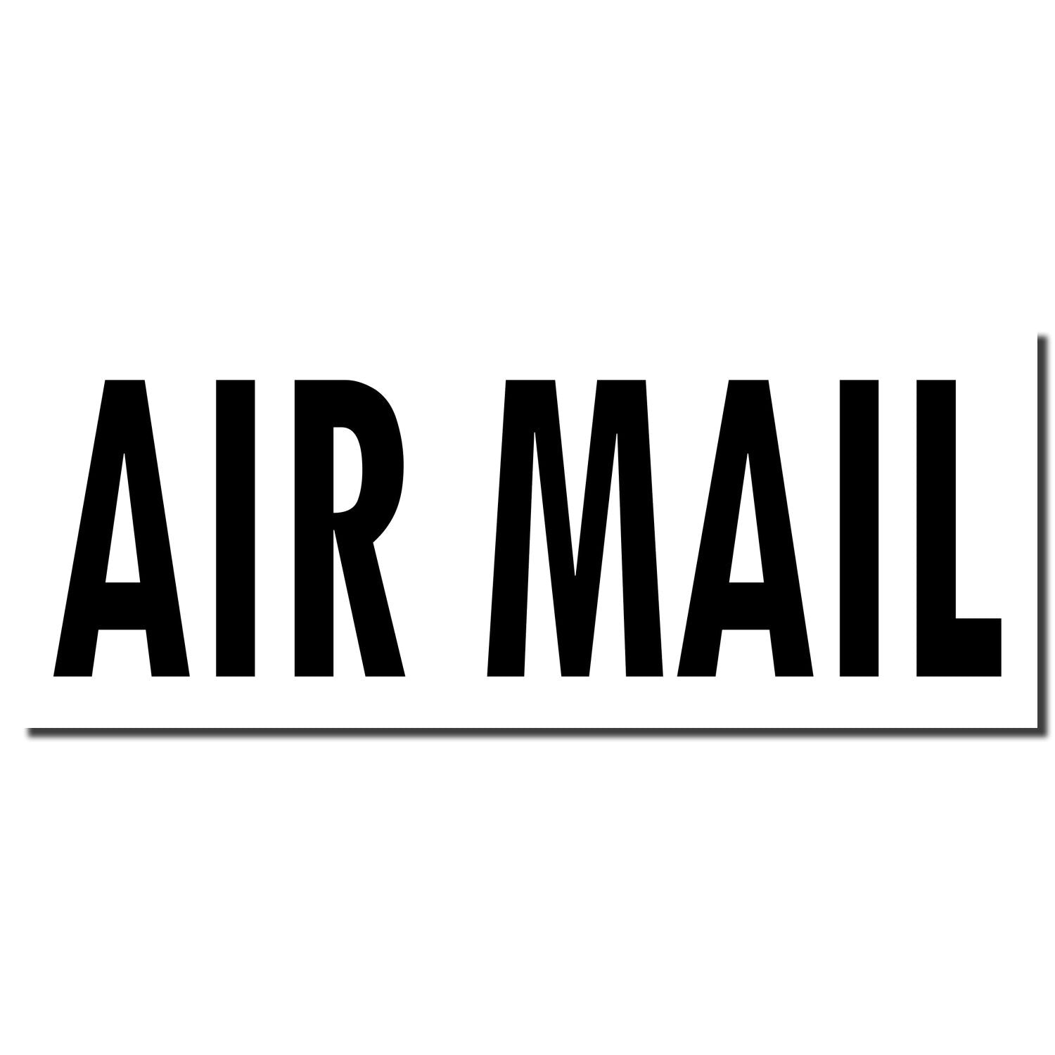 Air mail stamp style graphic showing bold AIR MAIL text for international shipping and postal delivery labeling.