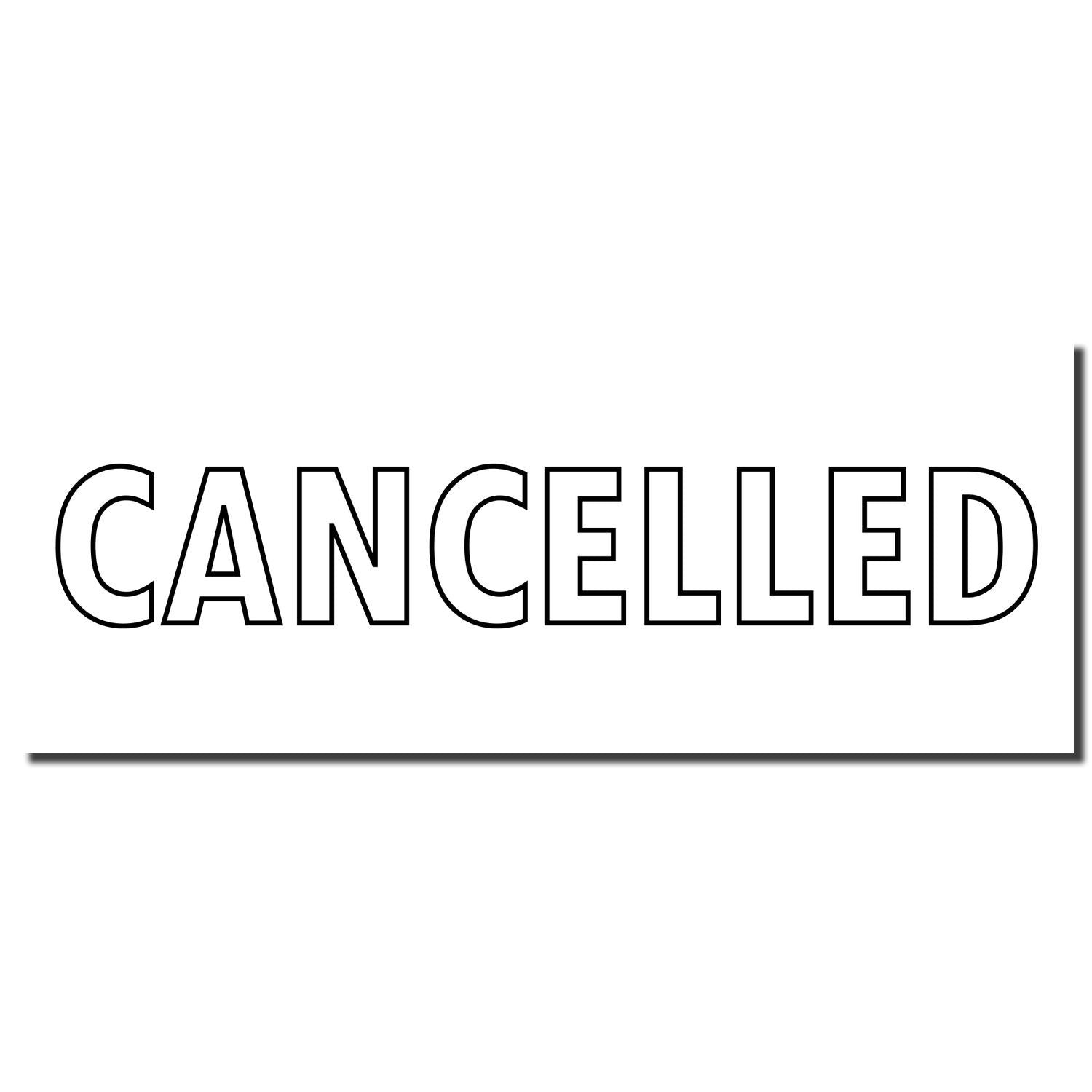 Bold black CANCELLED text on a white background, isolated cancellation sign design.