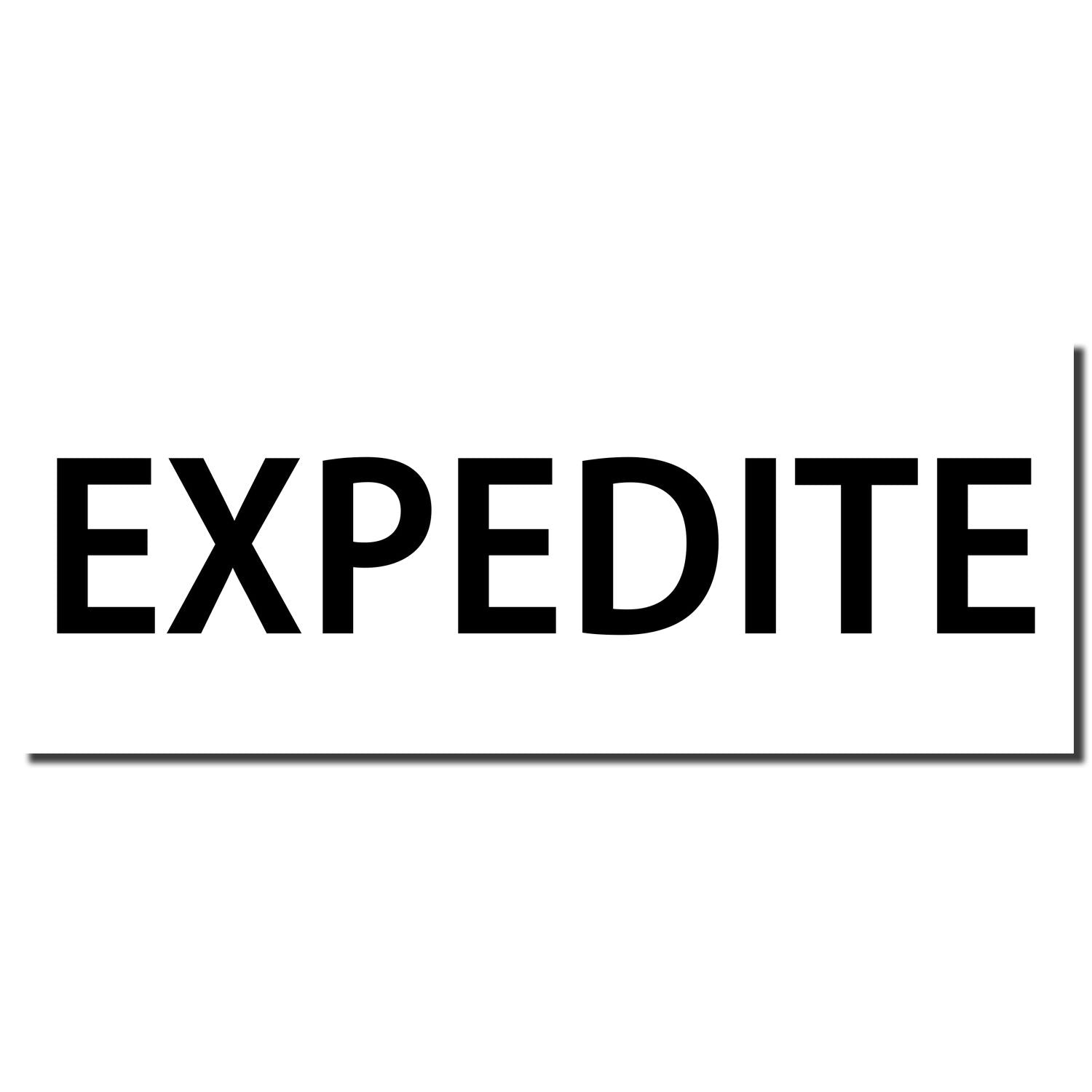 Bold black EXPEDITE text on white background, symbolizing fast delivery, urgent processing, and expedited service.
