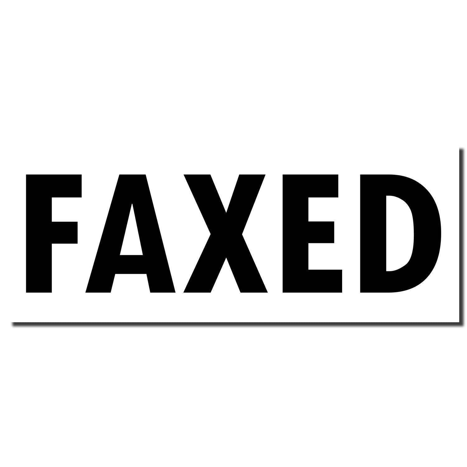 Bold black FAXED text on white background, simple office document status graphic