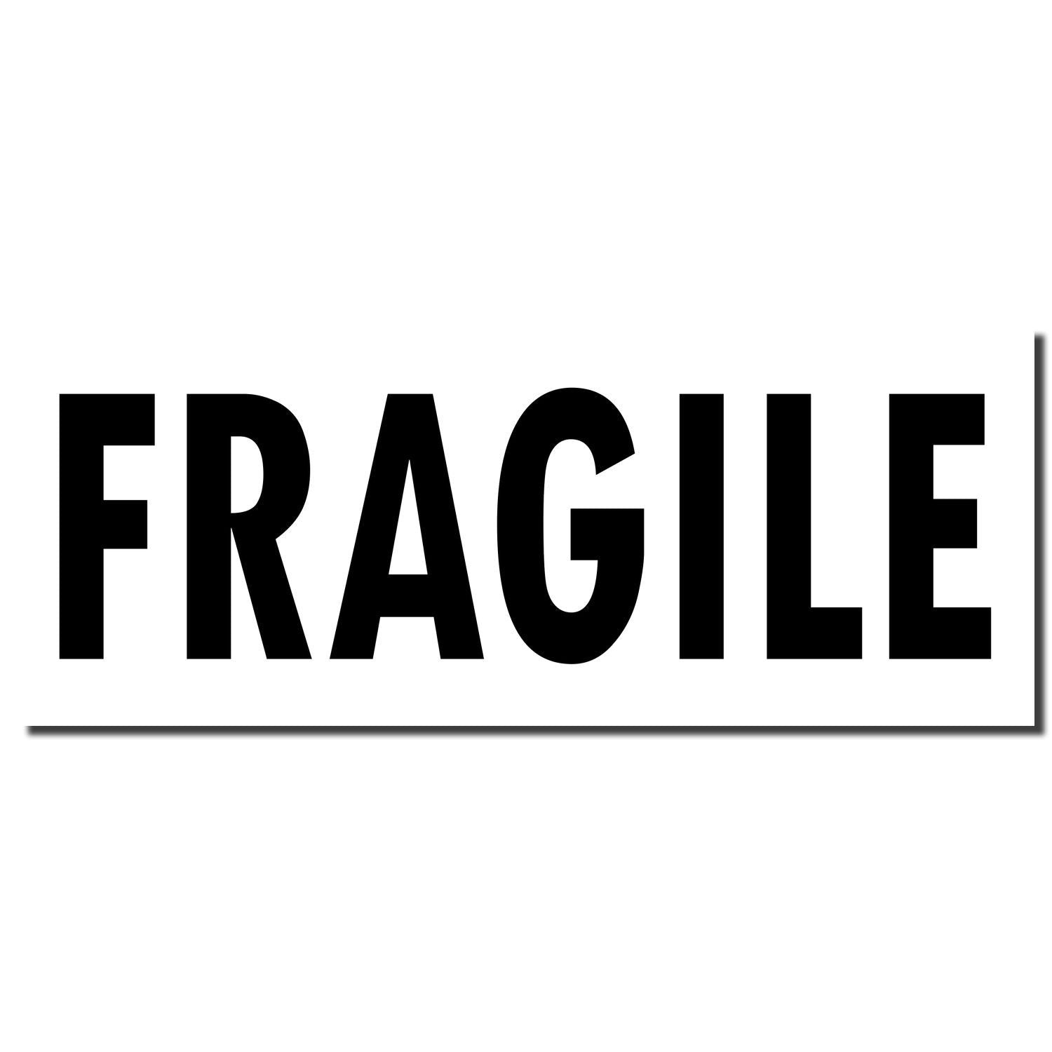 Bold black FRAGILE warning text on a white background, isolated shipping label sign for delicate package handling.